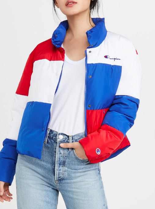 Champion Premium Reverse Weave Colorblock Puffer Jacket