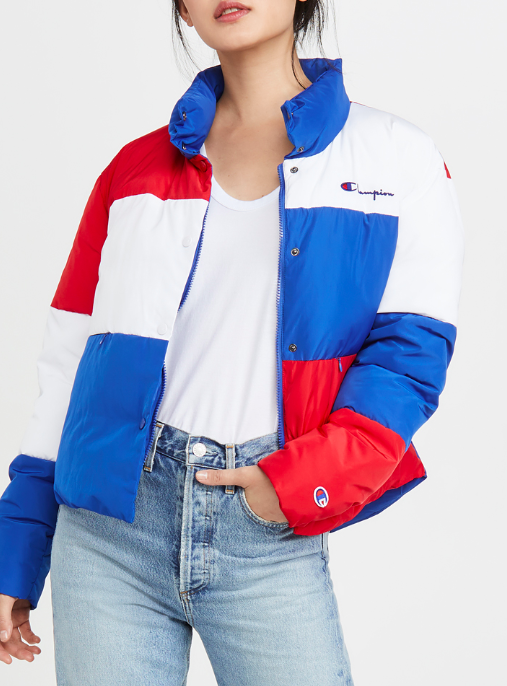 champion colour block puffer jacket