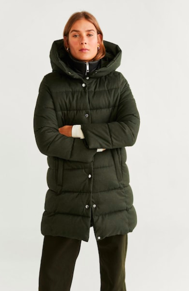 Mango Hood quilted coat with removable lining