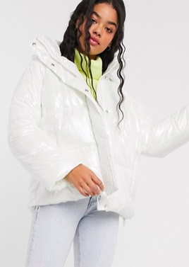 ASOS DESIGN marble effect puffer jacket in white
