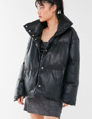 UO Faux Leather Puffer Jacket