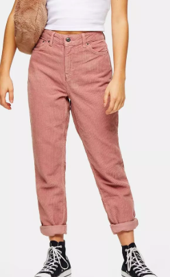 TOPSHOP PETITE Blush Pink Corduroy Mom Jeans