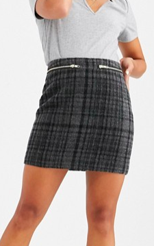 ASOS DESIGN Petite check mini skirt with double zip