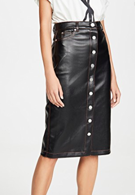 Proenza Schouler White Label Faux Leather Button Front Midi Skirt