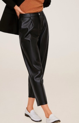 Mango Relaxed fit faux-leather pants