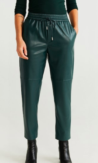 Mango Faux Leather Joggers Sale Online 