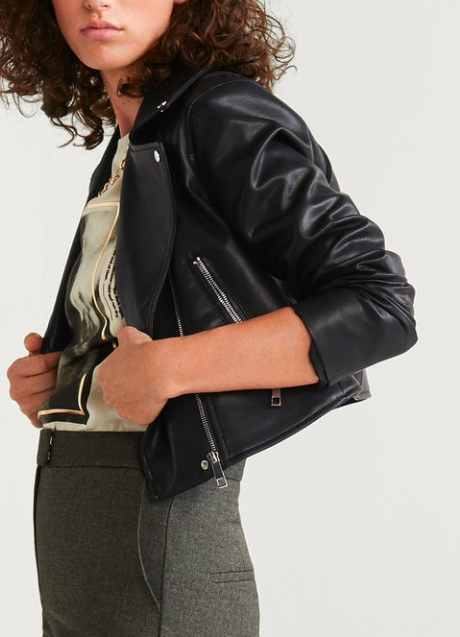 Mango Zipped biker jacket