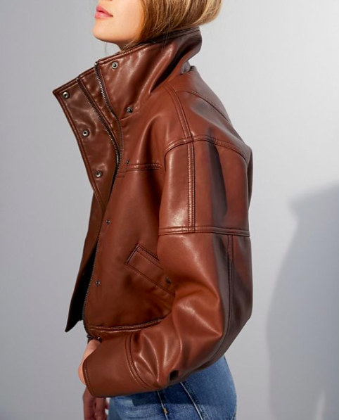 UO Faux Leather Bomber Jacket