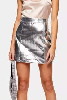 Topshop Silver PU Mini Skirt