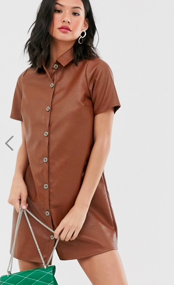 Wednesday's Girl relaxed shirt dress in faux leather