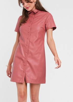 Glamorous shirt dress in soft faux leather