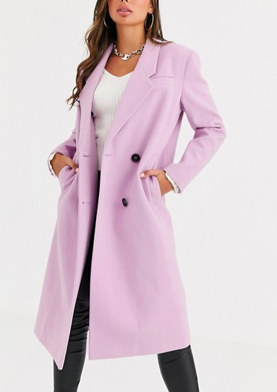 ASOS DESIGN hero longline maxi coat in lilac