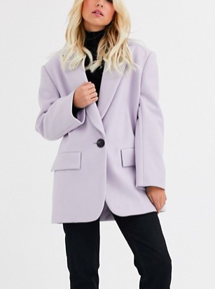 ASOS DESIGN grandad coat in lilac