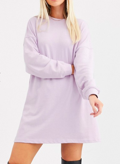 Missguided sweatshirt dress in lilac