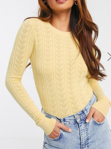 Miss Selfridge rib sweater in lemon