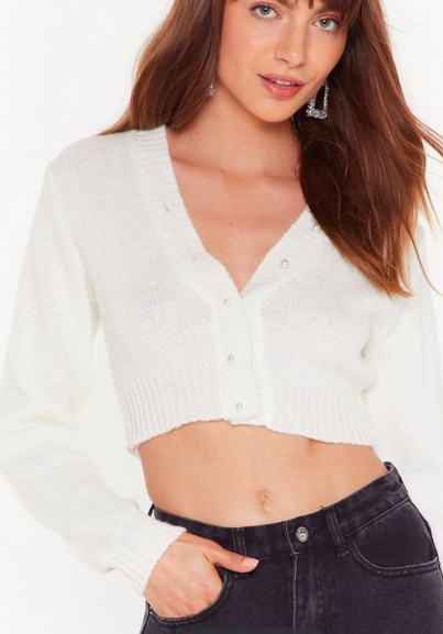 Pearl Up With Me Cropped Cardigan