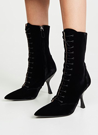 Brock Collection Velvet Lace Up Booties 