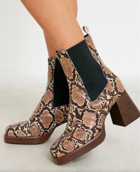 UO Faux Leather Snakeskin Platform Chelsea Boot