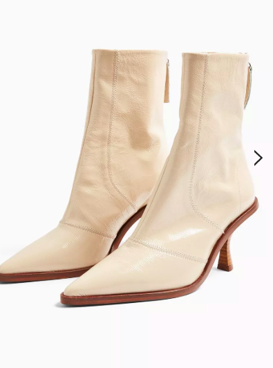 Topshop MADISON Cream Pointed Leather Boots