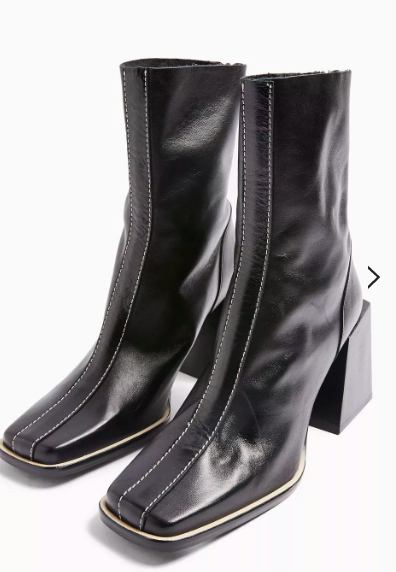 Topshop HADES Leather Black Boots