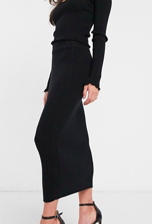 ASOS DESIGN two-piece knitted midi skirt with ruffle hem