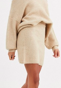 Never Fully Dressed knitted mini skirt in beige