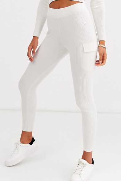 ASOS DESIGN two-piece knitted legging woven detail
