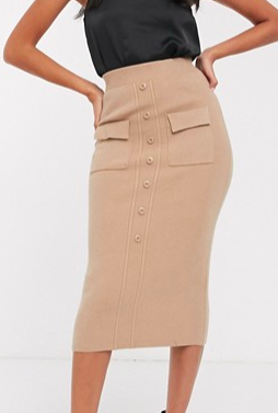 Fashion Union button front knitted midi skirt