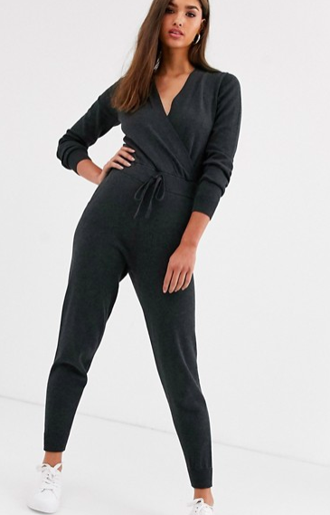 Micha Lounge Luxe knitted jumpsuit with wrap front