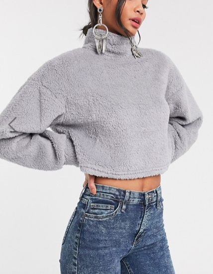 Bershka fleece sweater in gray