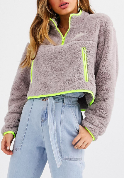 Nike gray Fleece With Contrast Neon Tipping