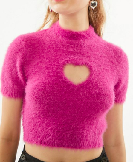 UO Fuzzy Heart Sweater
