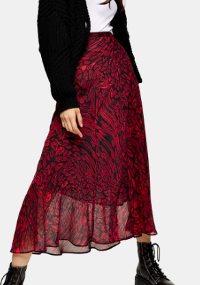 Warped Leopard Print Godet Midi Skirt TOPSHOP