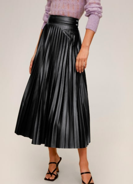 Mango Faux-leather pleated skirt