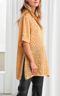 Stories Oversized Silk Jacquard Leopard Shirt