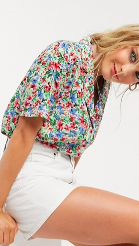 Only boxy shirt in floral print