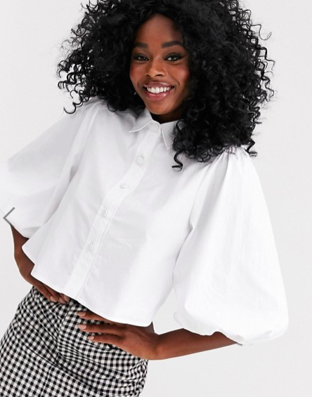 New Look puff sleeve shirt in white