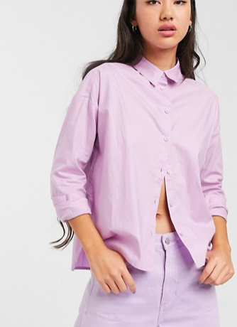 Monki oversized shirt in lilac