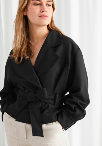 STORIES Belted Wool Blend Trench Jacket