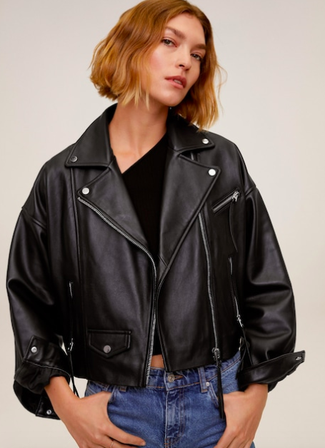 MANGO Leather biker jacket