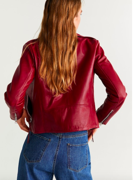 MANGO Leather biker jacket