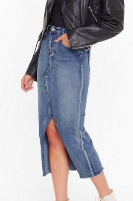 Nasty Gal Hem Fatale Denim Midi Skirt