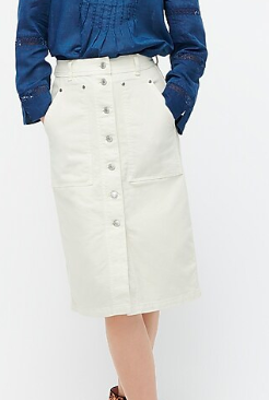 J.Crew Button-fly cargo denim skirt in white wash
