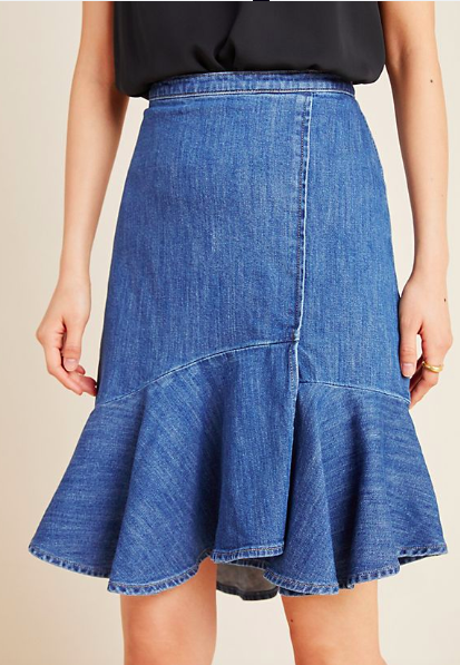 Pilcro Flounced Denim Mini Skirt