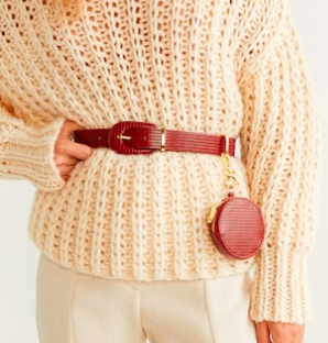 Mango Texture belt with purse detail