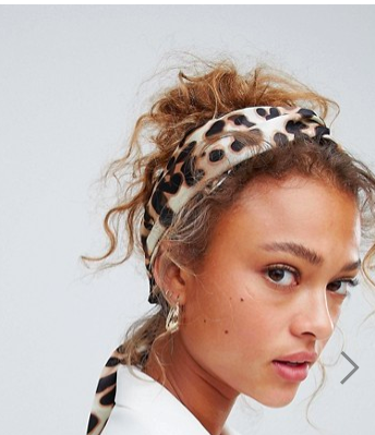 ASOS DESIGN twist block headscarf in leopard print