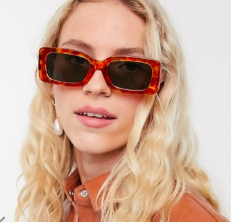 ASOS DESIGN mid square sunglasses in crystal tort