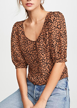BB Dakota Cheetah Print Puff Sleeve Top  