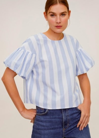 MANGO Puffed sleeves striped shirt