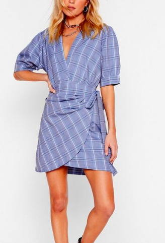Nasty Gal All in Check Wrap Mini Dress